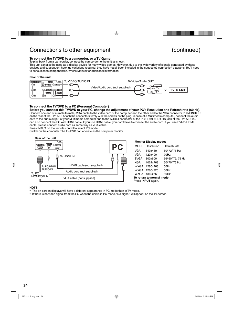 Connections to other equipment (continued) | Hitachi L19D103 User Manual | Page 34 / 40