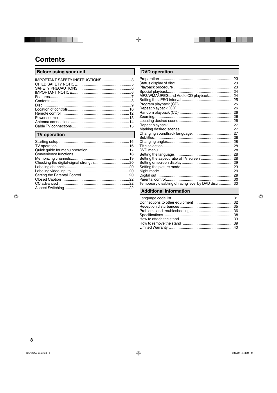 Hitachi L19D103 User Manual | Page 8 / 40