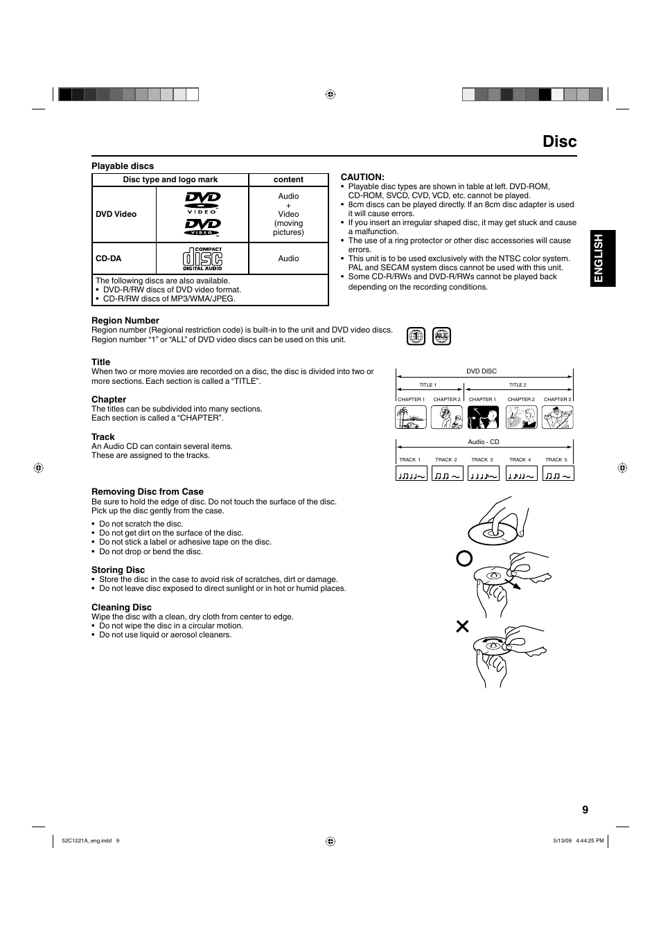 Disc, 9english | Hitachi L19D103 User Manual | Page 9 / 40