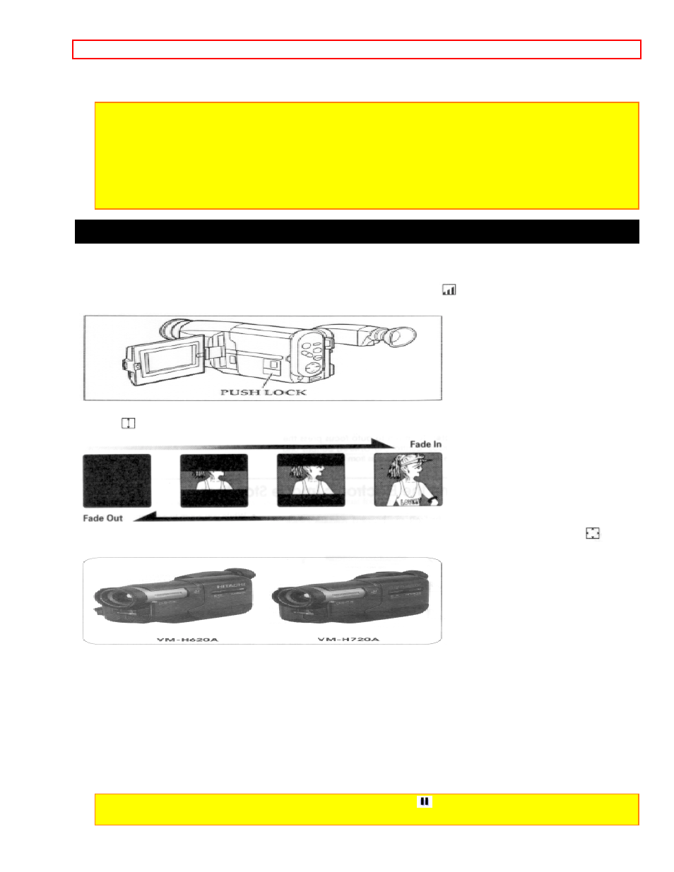 Using fade fading in fading out, Using fade, Fading in | Fading out | Hitachi VM-H725LA User Manual | Page 38 / 59