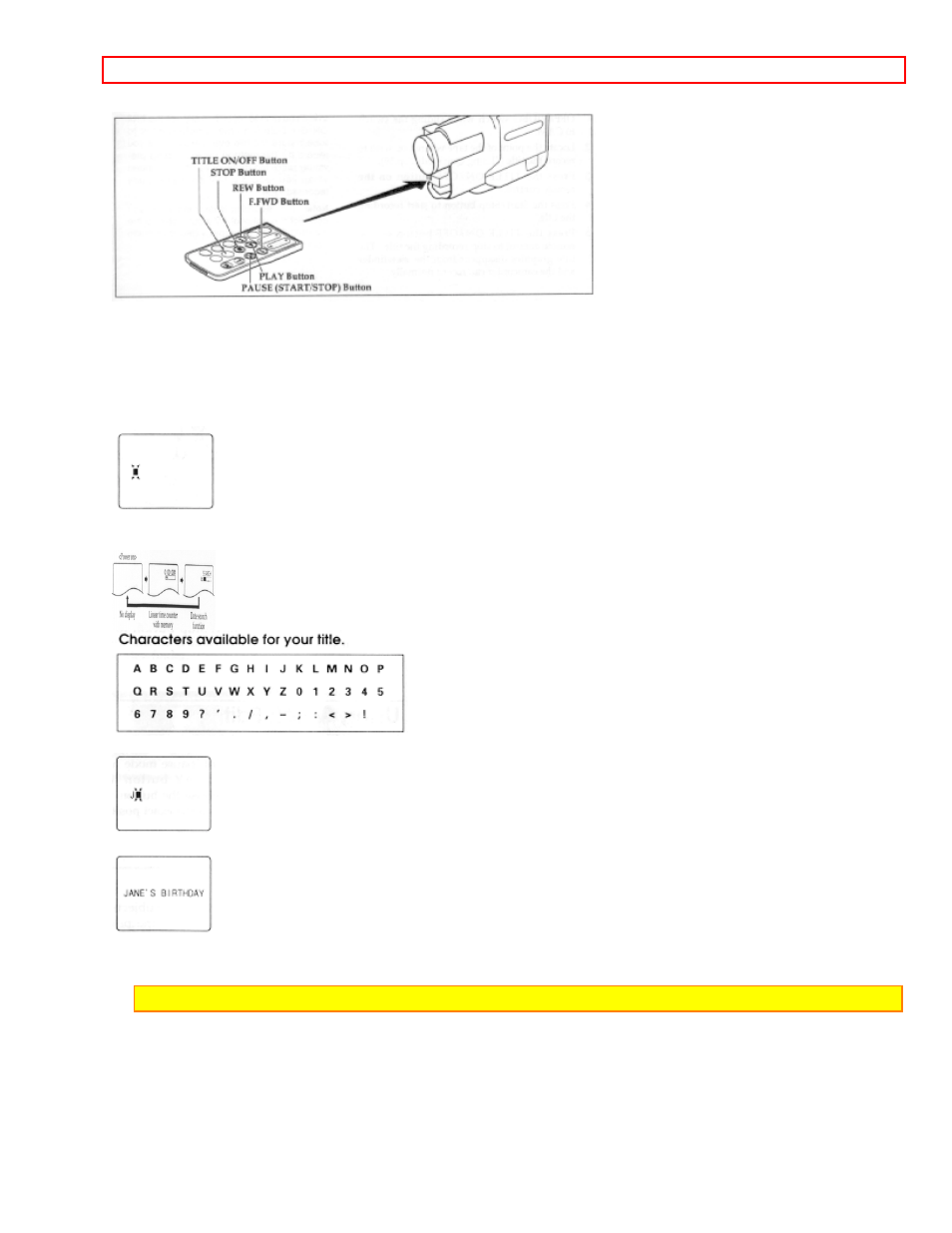 Creating a title, Correcting errors, Recording title on a tape in the camcorder | Hitachi VM-H725LA User Manual | Page 43 / 59