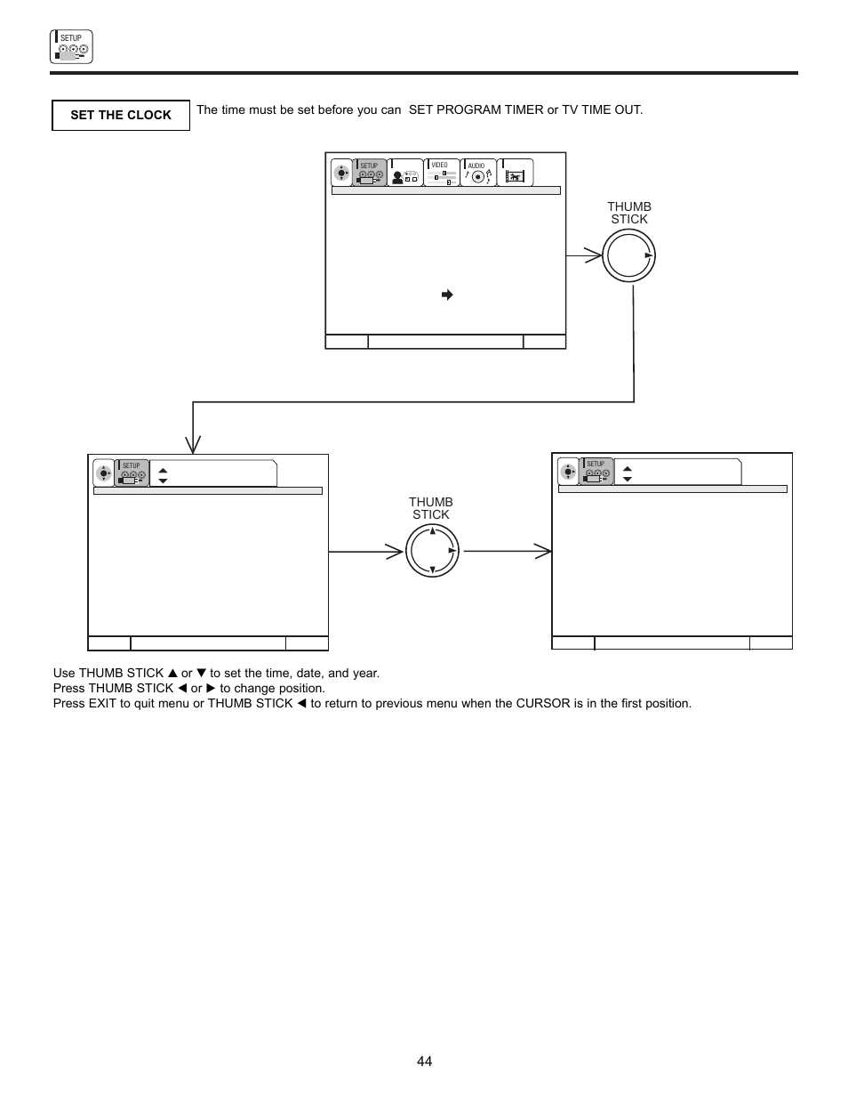 Set up | Hitachi 61UWX10B User Manual | Page 44 / 76