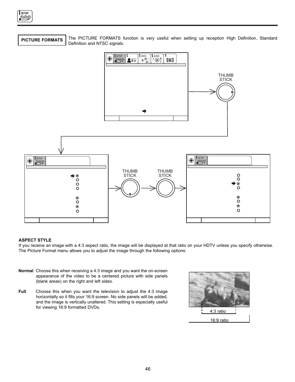 Set up | Hitachi 61UWX10B User Manual | Page 46 / 76