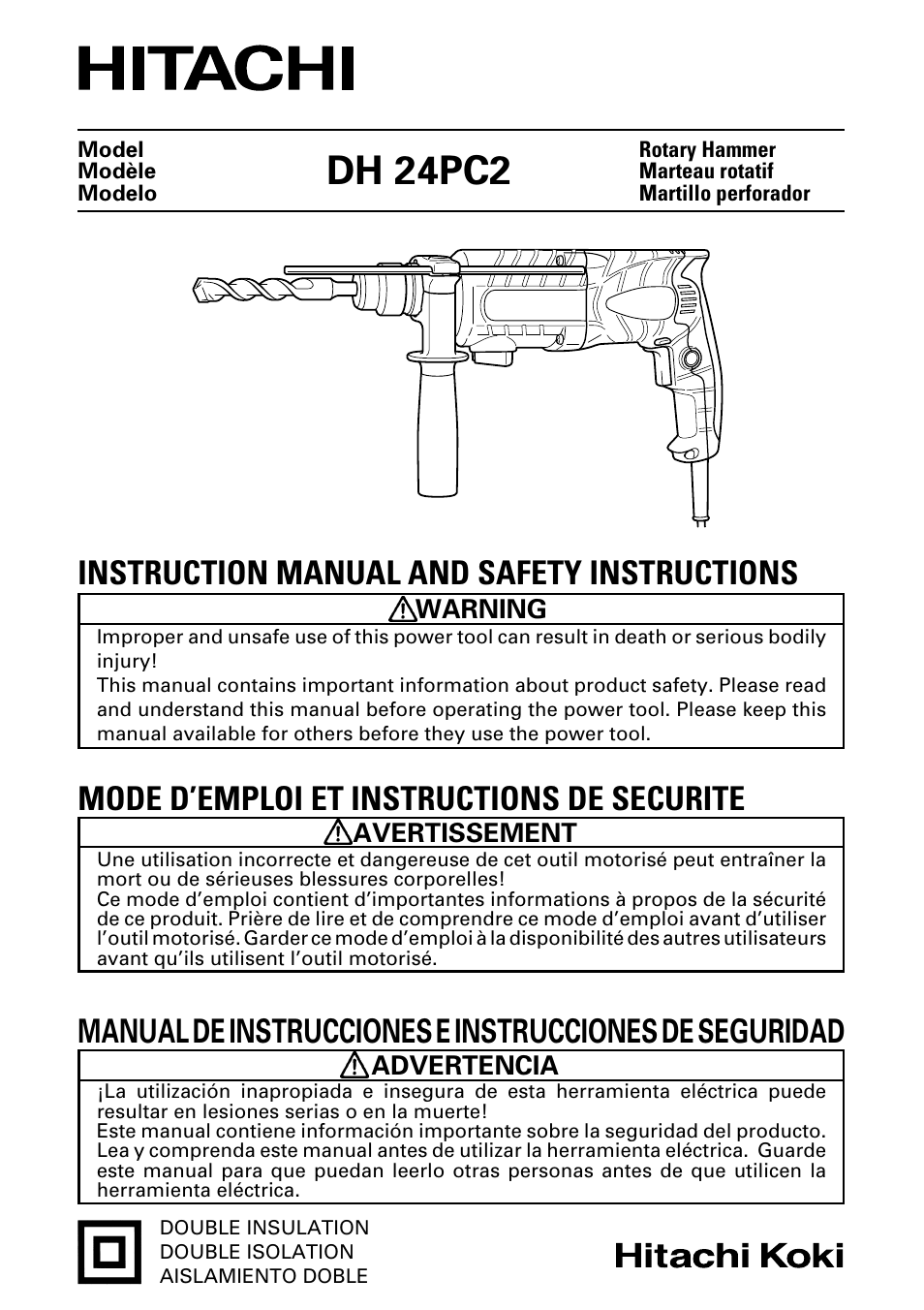 Hitachi DH 24PC2 User Manual | 76 pages