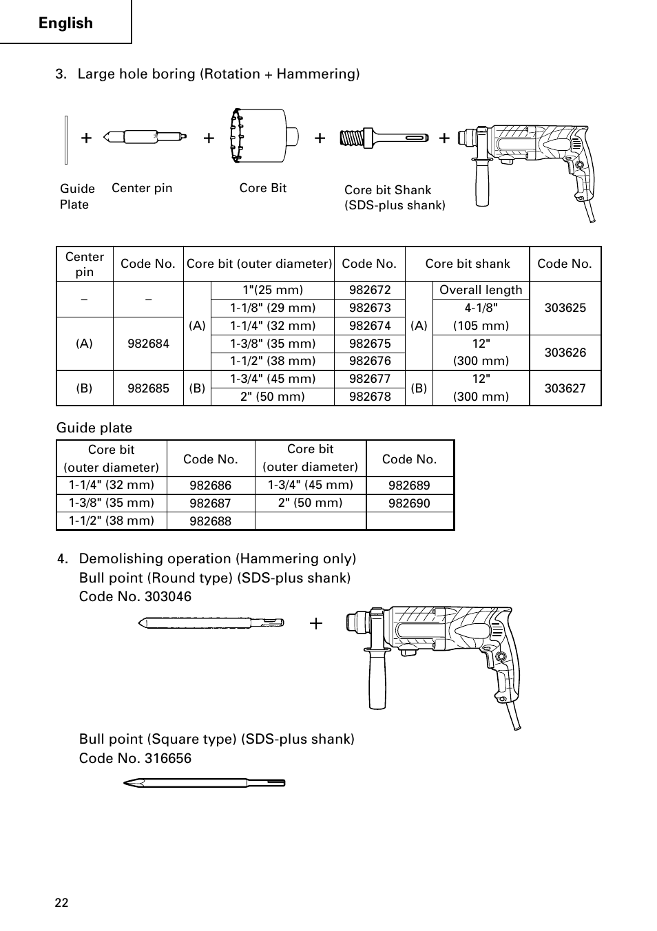 English | Hitachi DH 24PC2 User Manual | Page 22 / 76