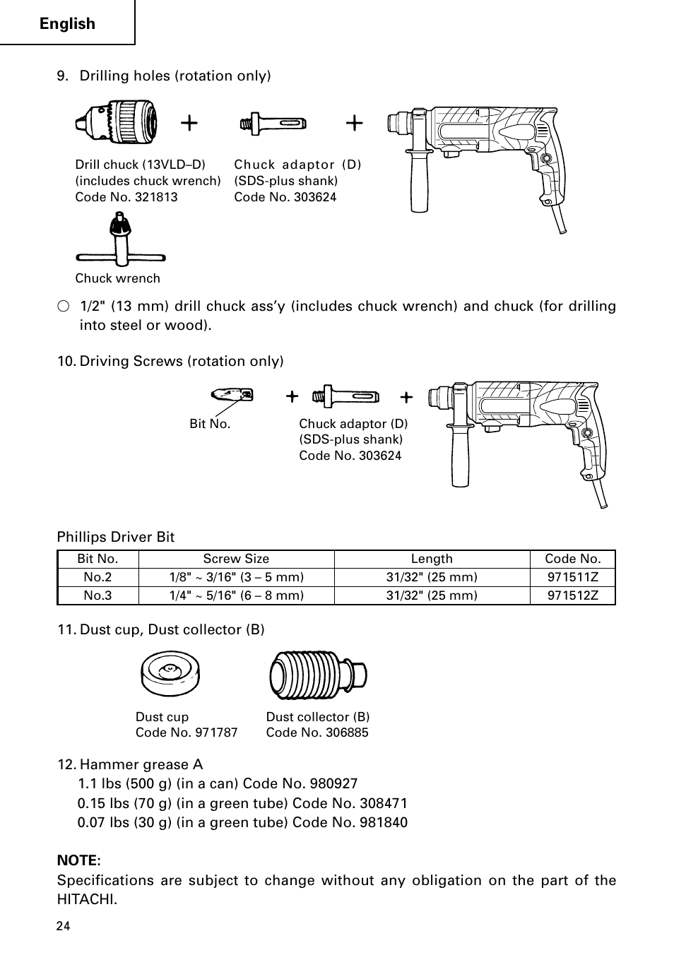 Hitachi DH 24PC2 User Manual | Page 24 / 76