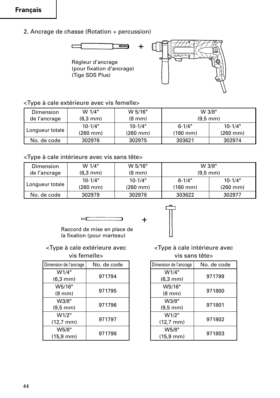 Français | Hitachi DH 24PC2 User Manual | Page 44 / 76