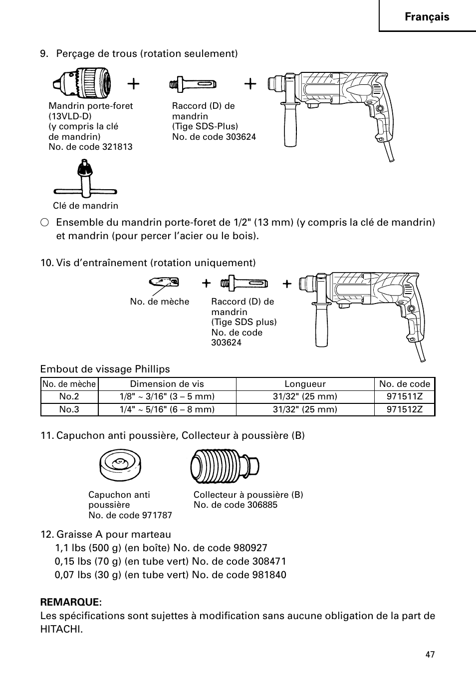 Hitachi DH 24PC2 User Manual | Page 47 / 76