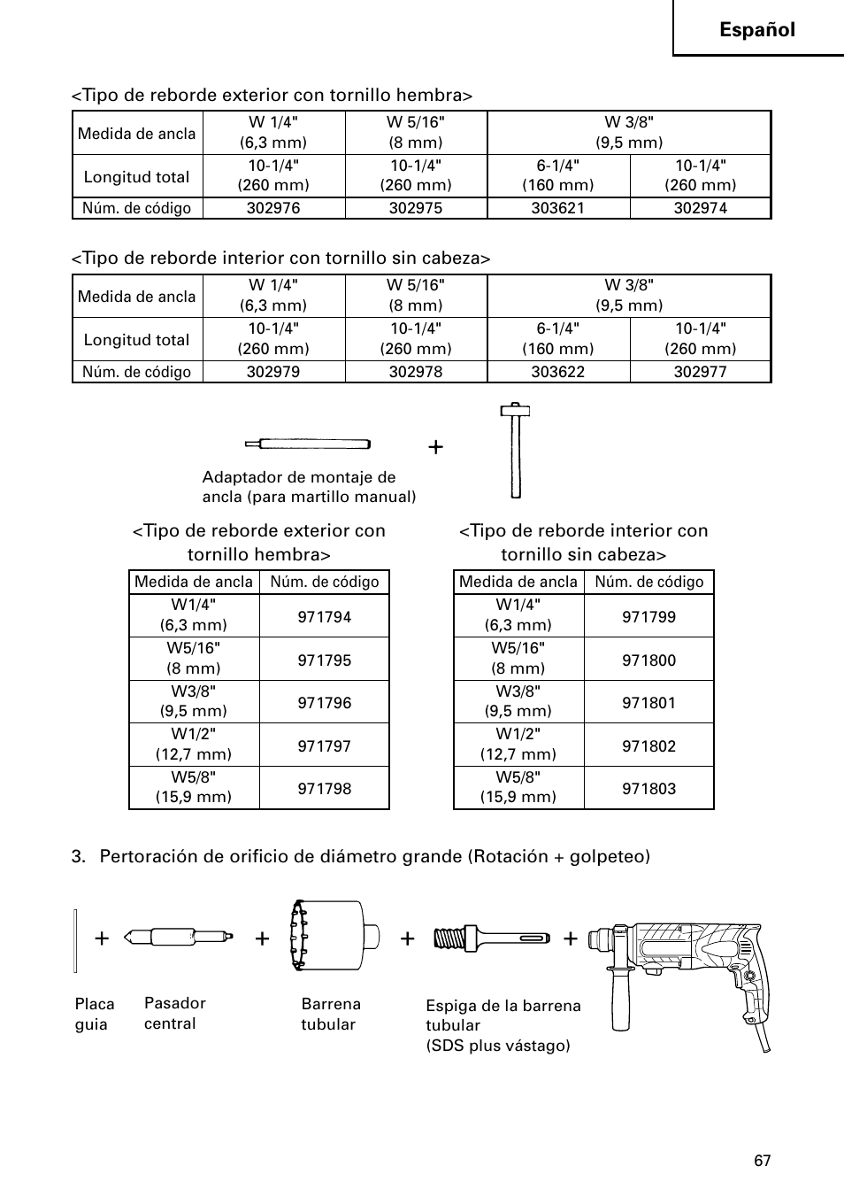 Español | Hitachi DH 24PC2 User Manual | Page 67 / 76