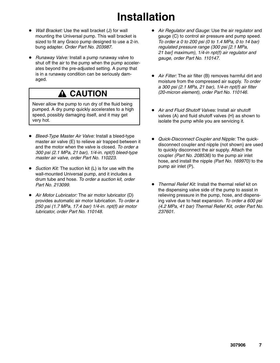 Installation, Caution | Hitachi 222104 User Manual | Page 7 / 16