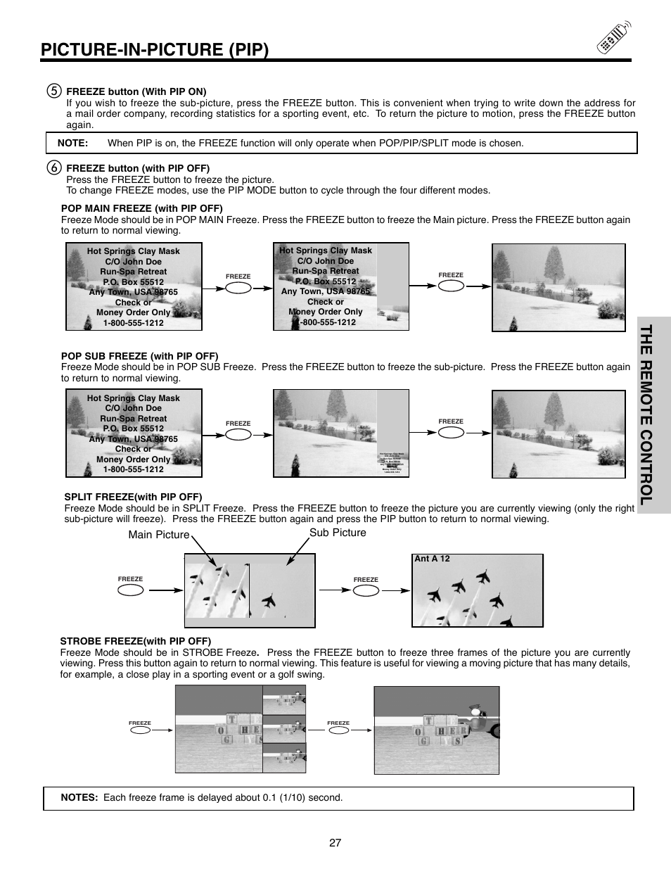 Picture-in-picture (pip), The remote control | Hitachi 50C10E User Manual | Page 27 / 72