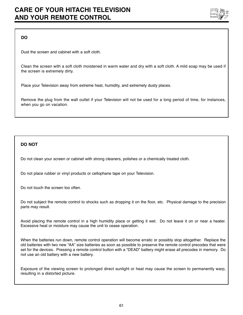 Hitachi 50C10E User Manual | Page 61 / 72