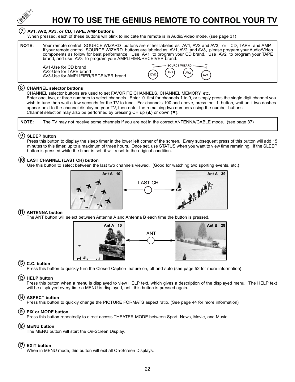 How to use the genius remote to control your tv | Hitachi 43FDX10B User Manual | Page 22 / 68