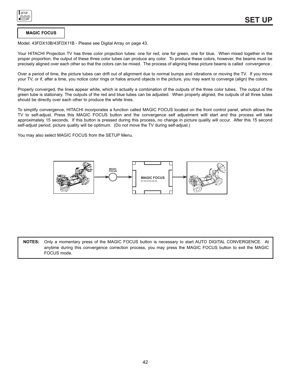 Set up | Hitachi 43FDX10B User Manual | Page 42 / 68