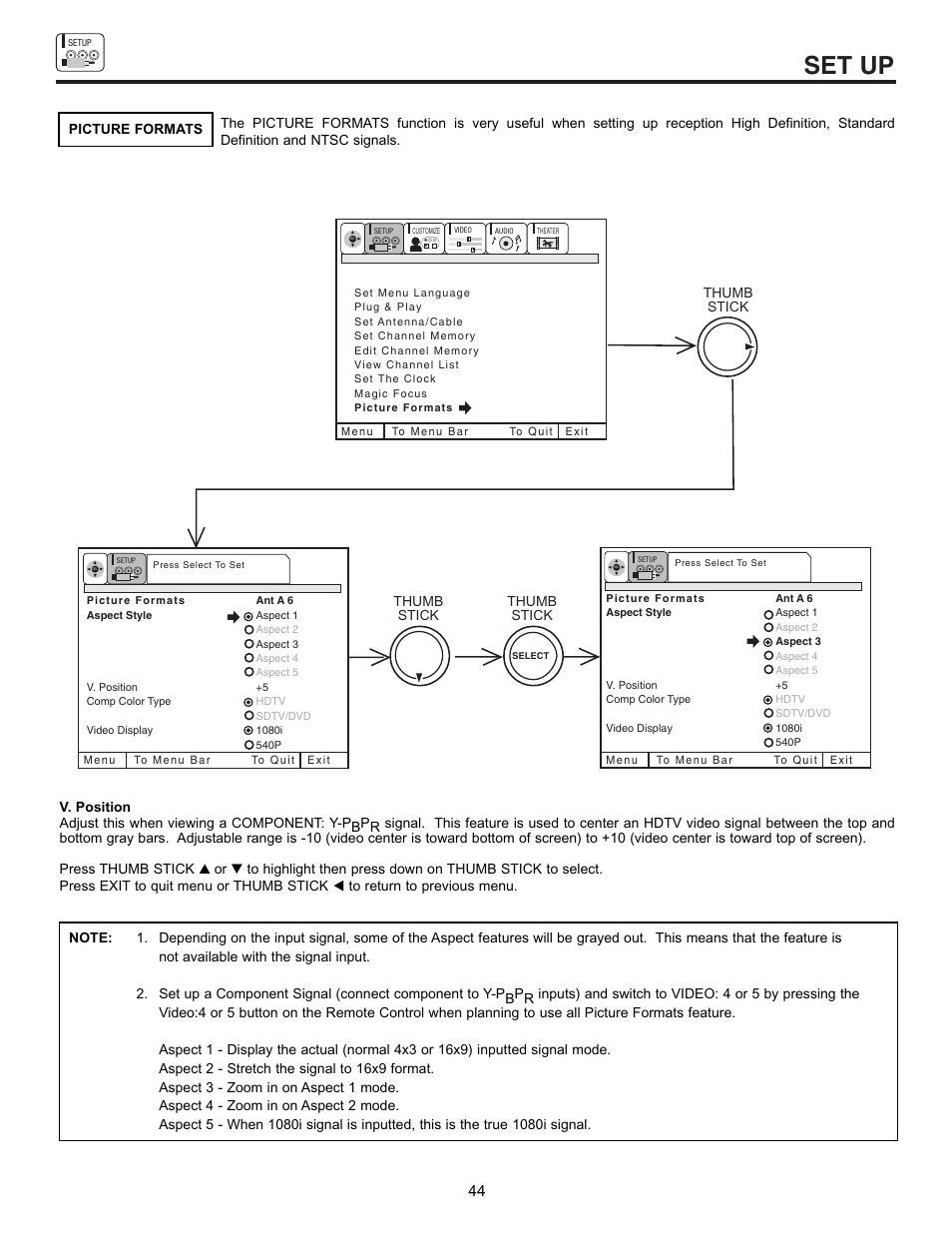 Set up | Hitachi 43FDX10B User Manual | Page 44 / 68