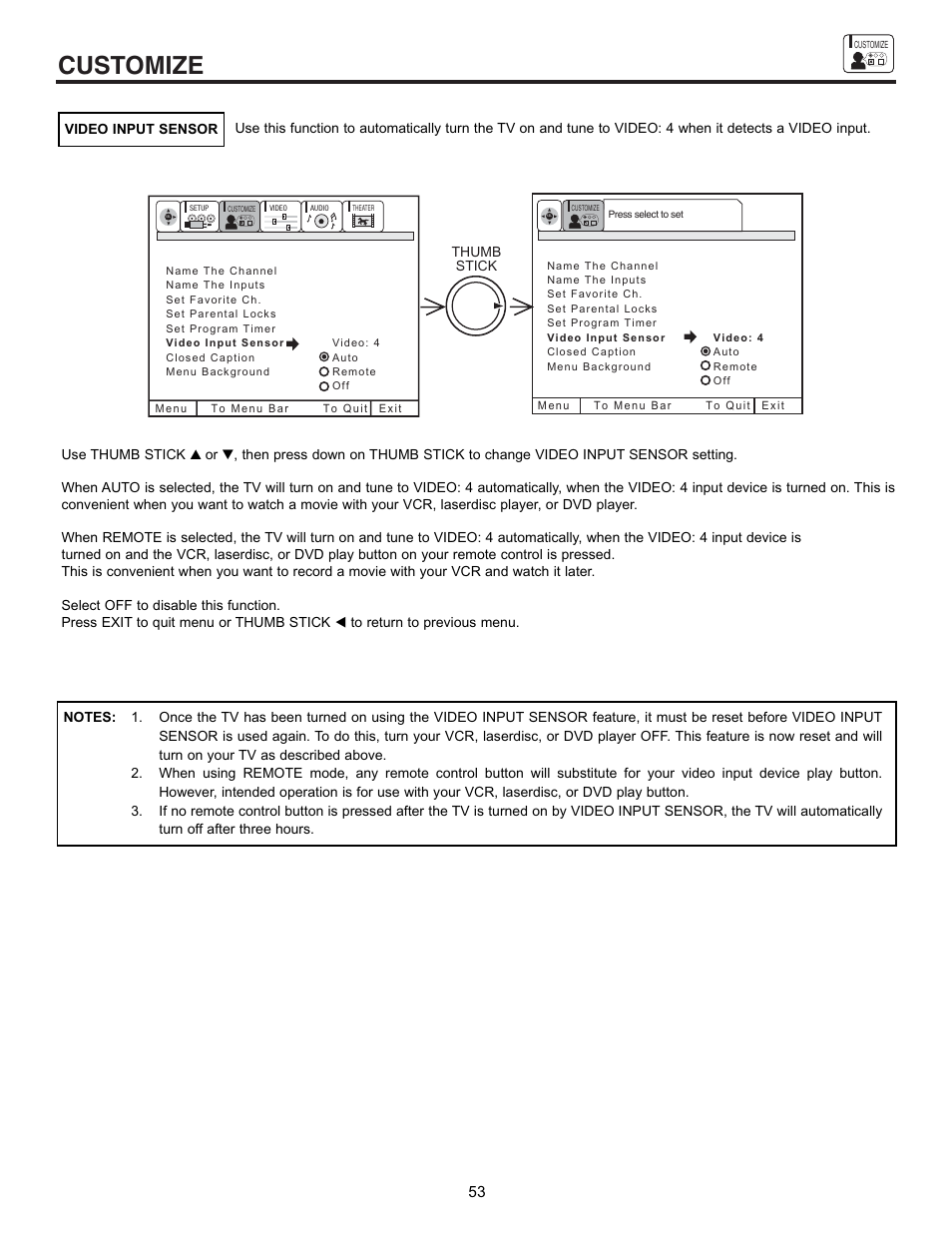 Customize | Hitachi 43FDX10B User Manual | Page 53 / 68