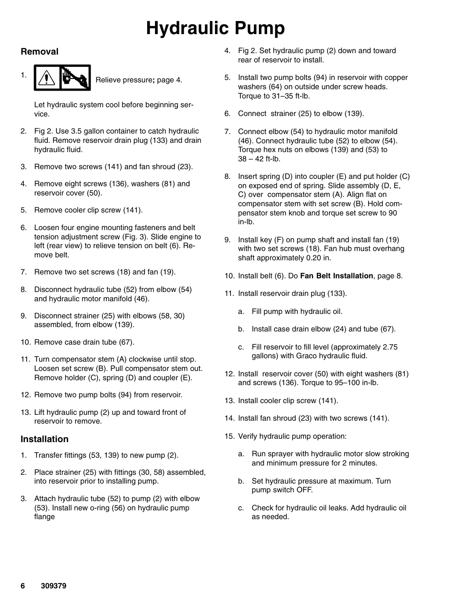Hydraulic pump | Hitachi HYDRAMAX 309379 User Manual | Page 6 / 32