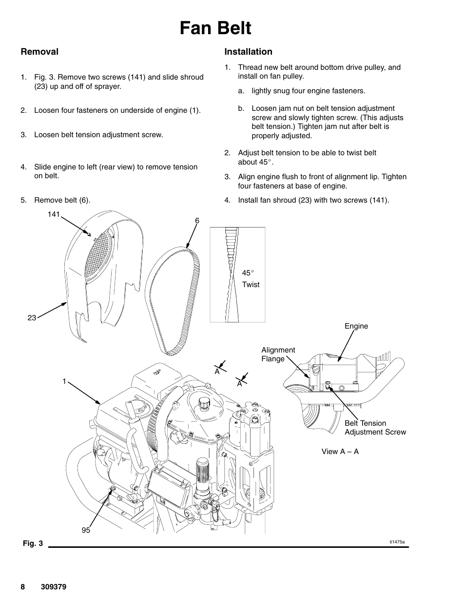 Fan belt | Hitachi HYDRAMAX 309379 User Manual | Page 8 / 32