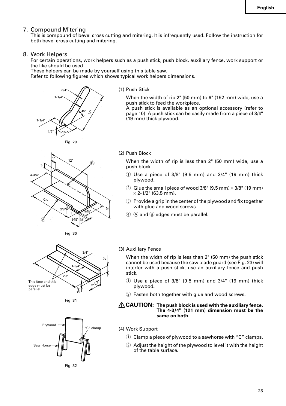 Compound mitering, Work helpers, Caution | Hitachi C 10RA2 User Manual | Page 23 / 85