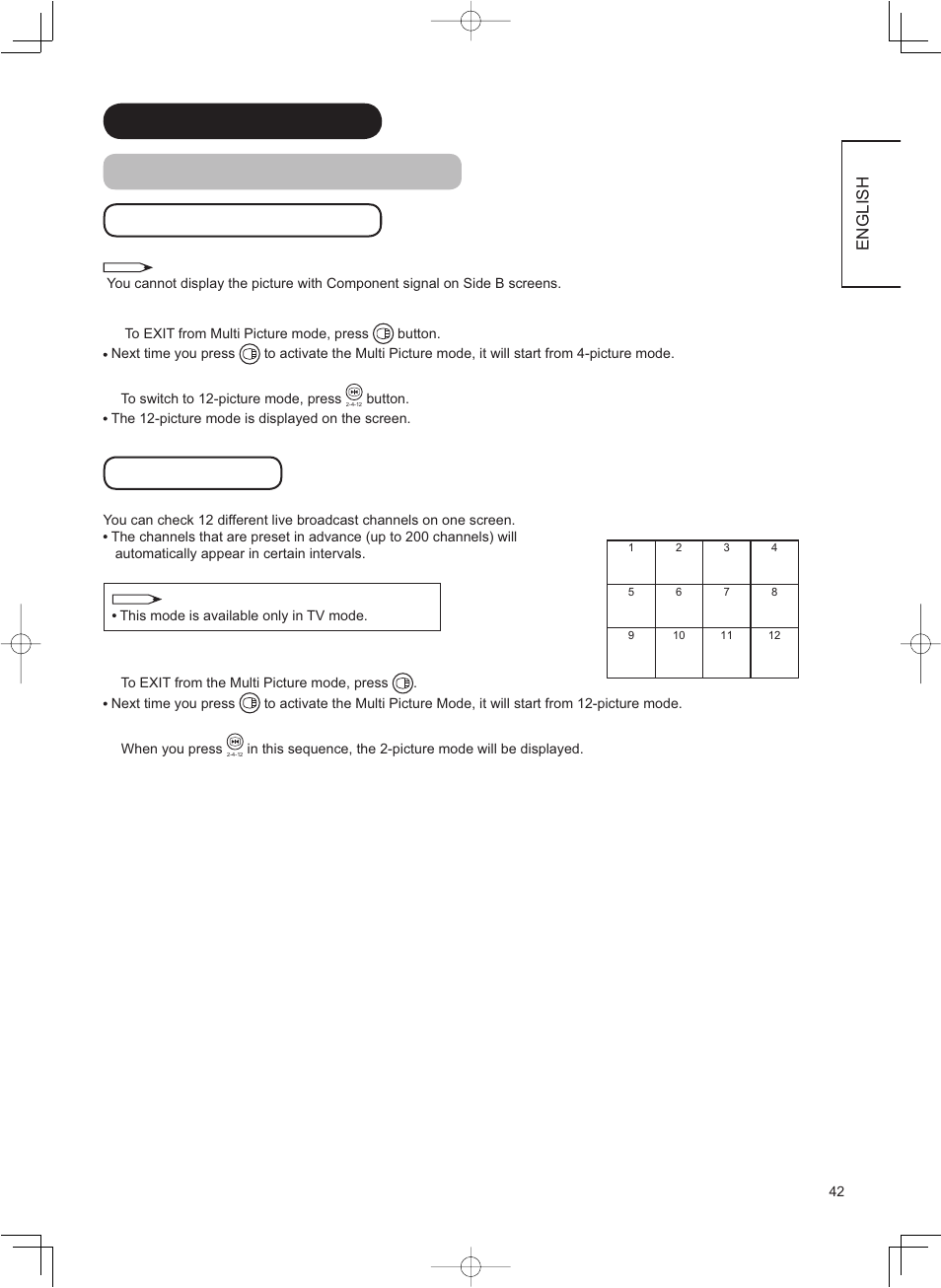 English, Picture mode (continued), Picture mode | Hitachi 42PD8800TA User Manual | Page 43 / 62