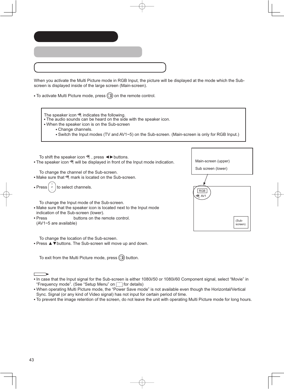 Activate the multi picture mode in rgb mode | Hitachi 42PD8800TA User Manual | Page 44 / 62