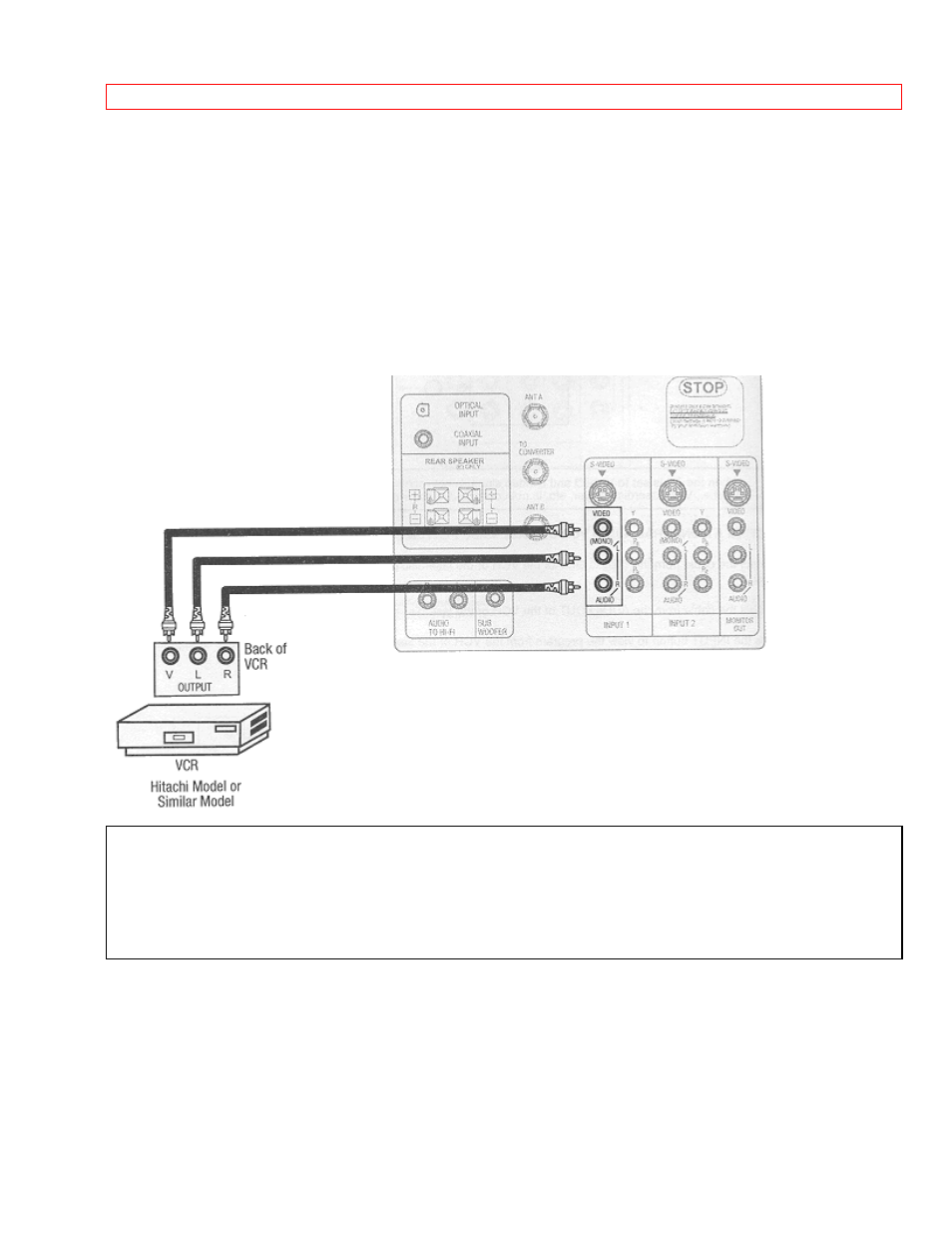 Connecting a stereo vcr or stereo laserdisc player | Hitachi 61SDX01B User Manual | Page 25 / 99