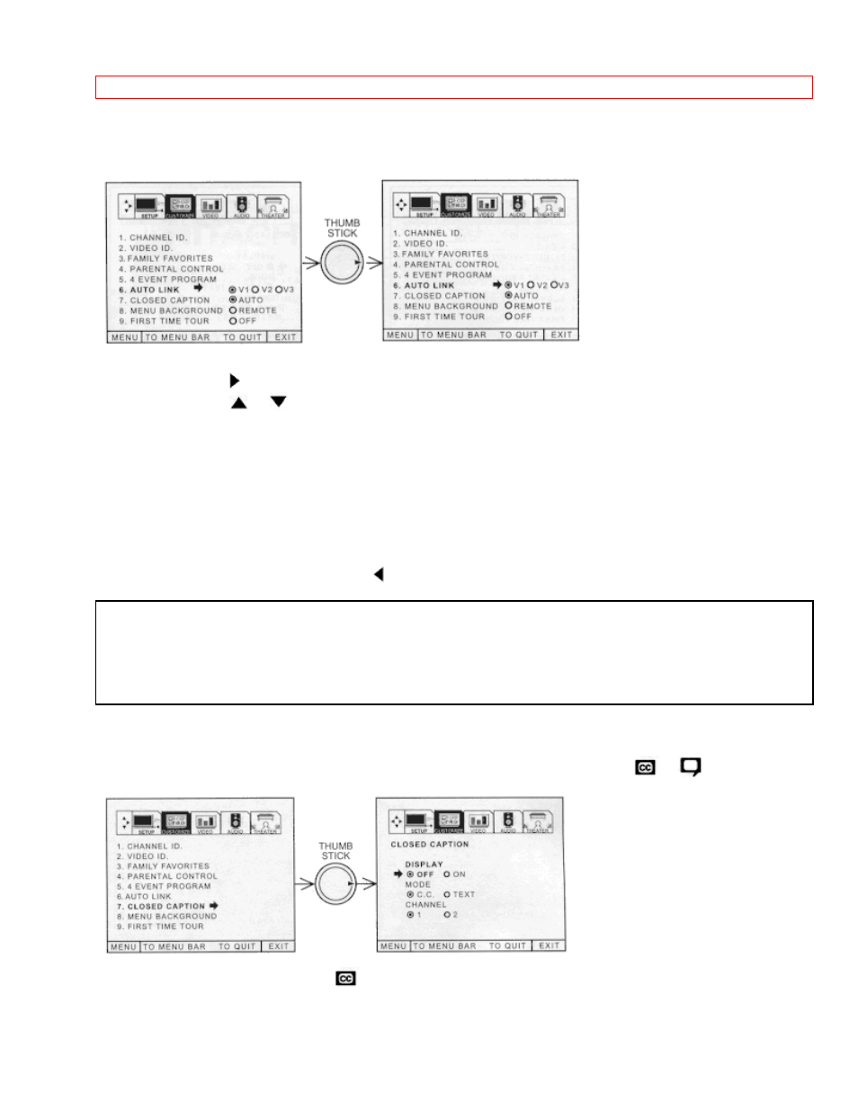 Auto link, Closed caption | Hitachi 61SDX01B User Manual | Page 75 / 99