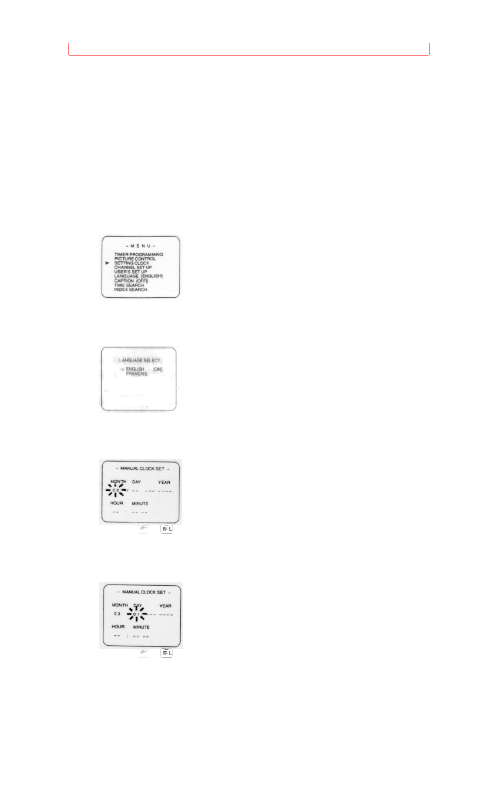 Manual clock setting | Hitachi 19VR11B User Manual | Page 26 / 60