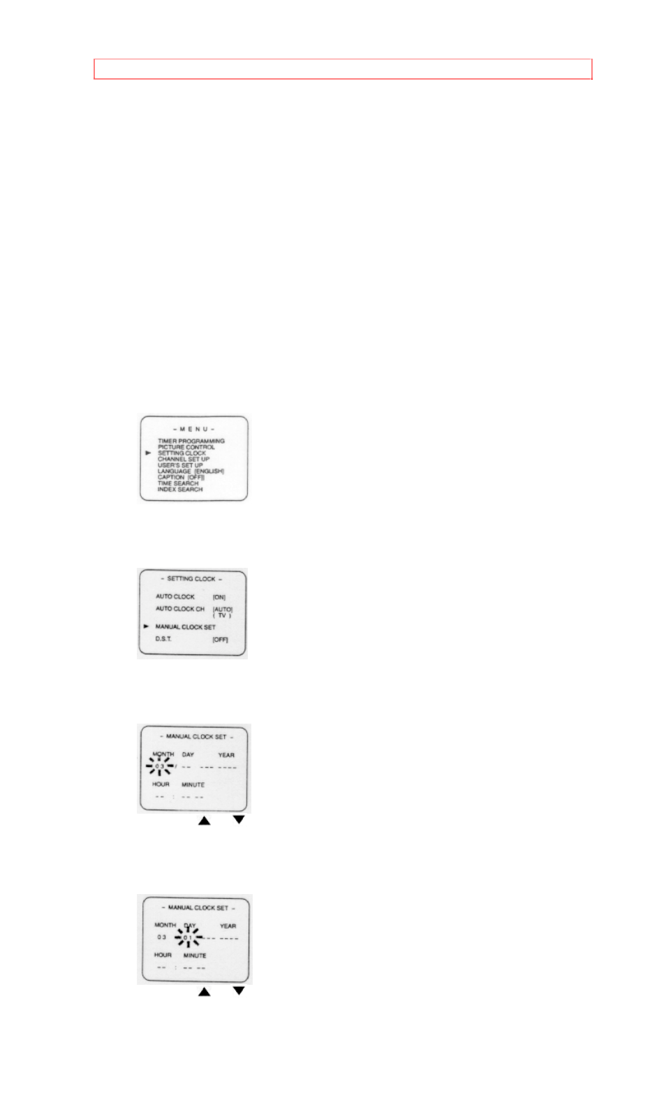 Manual clock setting | Hitachi 13VR10B User Manual | Page 24 / 59