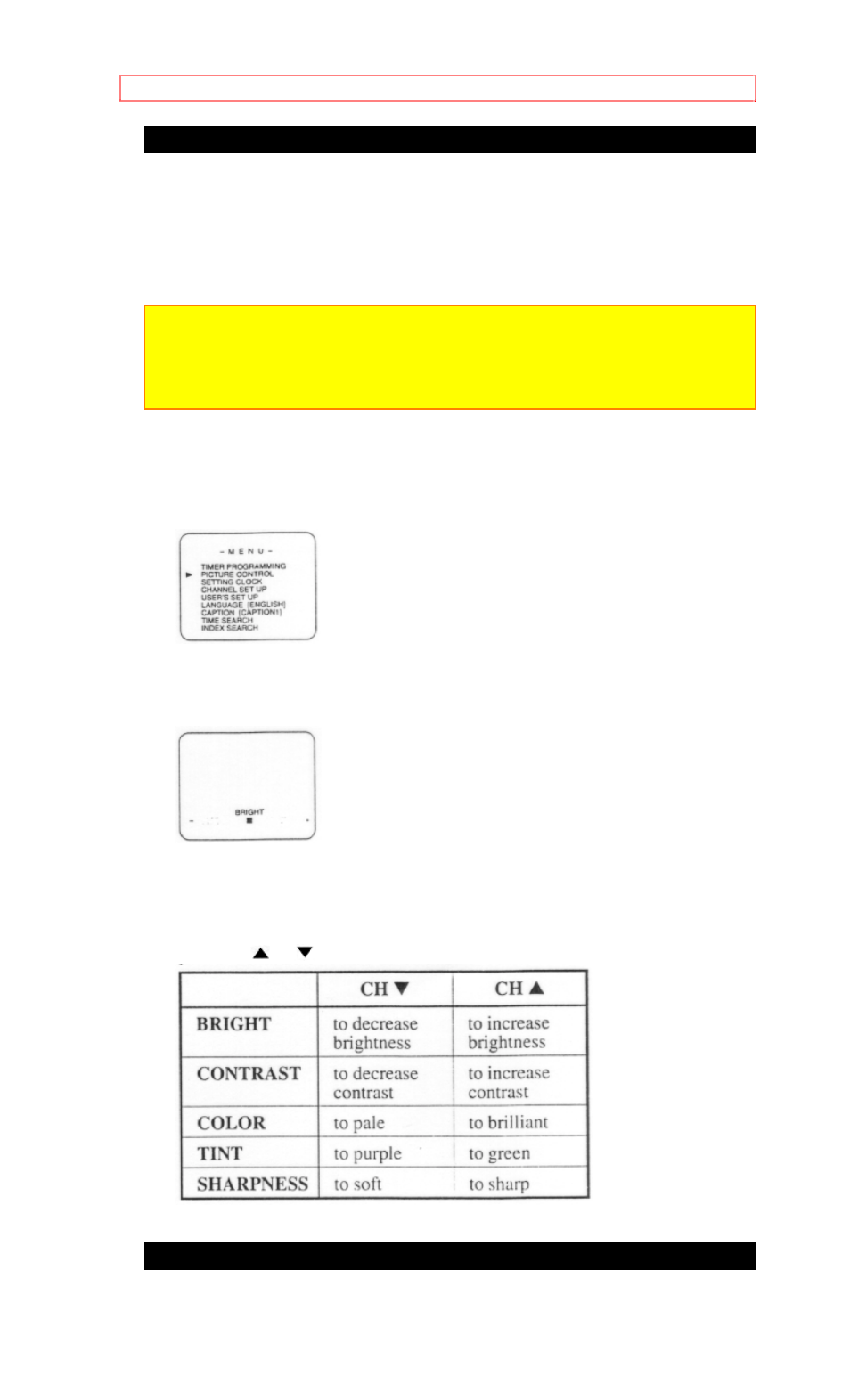 Picture control closed caption system | Hitachi 13VR10B User Manual | Page 30 / 59