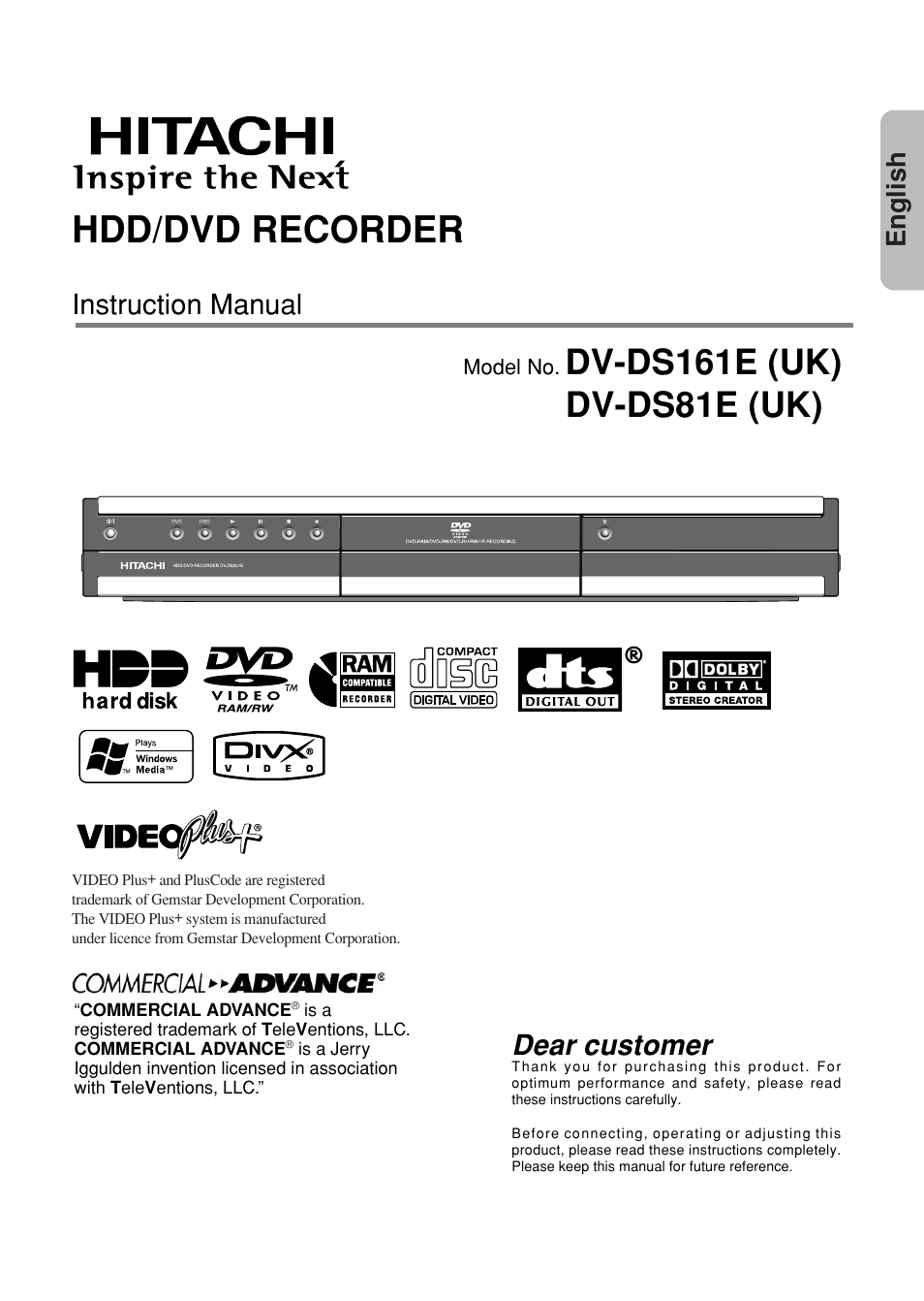 Hitachi DV-DS81E User Manual | 76 pages