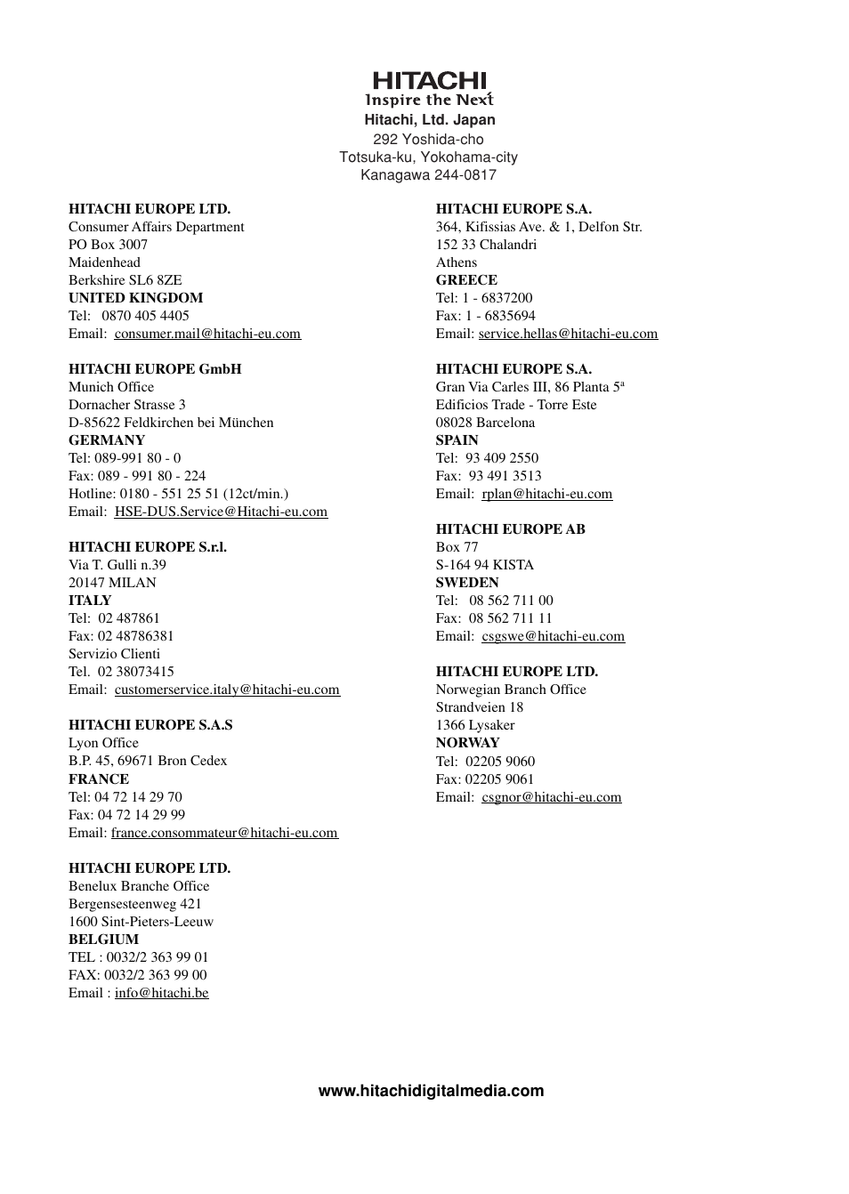 Hitachi DV-DS81E User Manual | Page 76 / 76