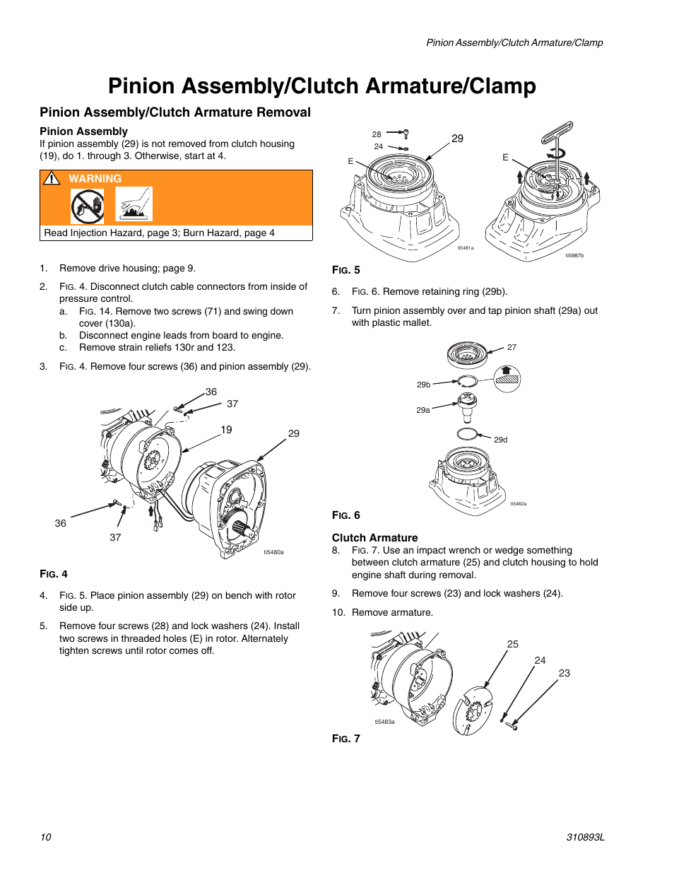 Pinion assembly/clutch armature/clamp, Ge 10, Age10 | Pinion assembly/clutch armature removal | Hitachi GMAX II 3900 User Manual | Page 10 / 32