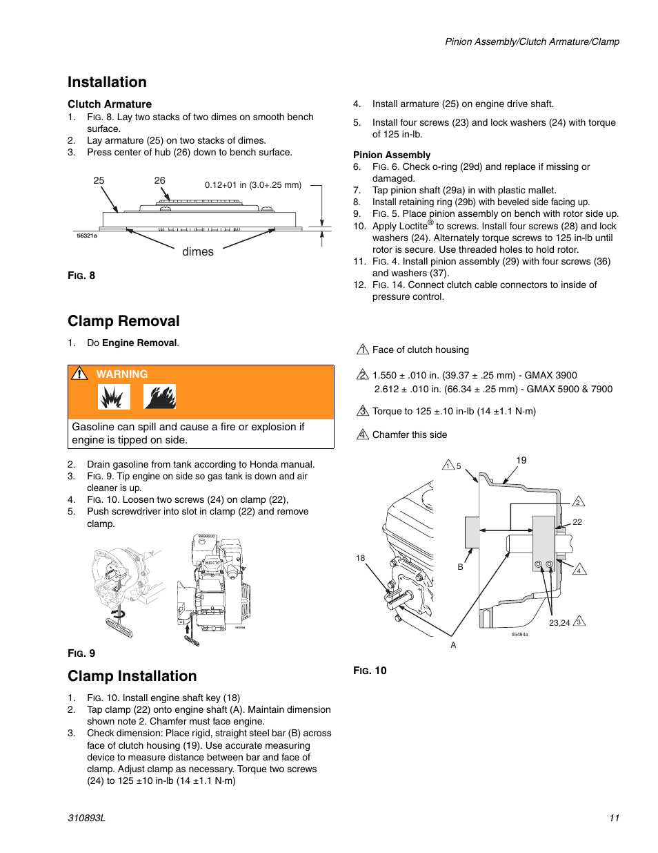 Installation, Clamp removal, Clamp installation | Dimes | Hitachi GMAX II 3900 User Manual | Page 11 / 32