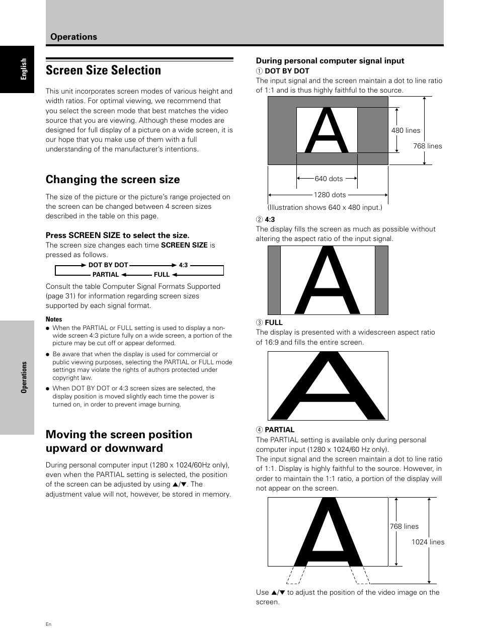 Screen size selection | Hitachi CMP5000WXU User Manual | Page 26 / 40