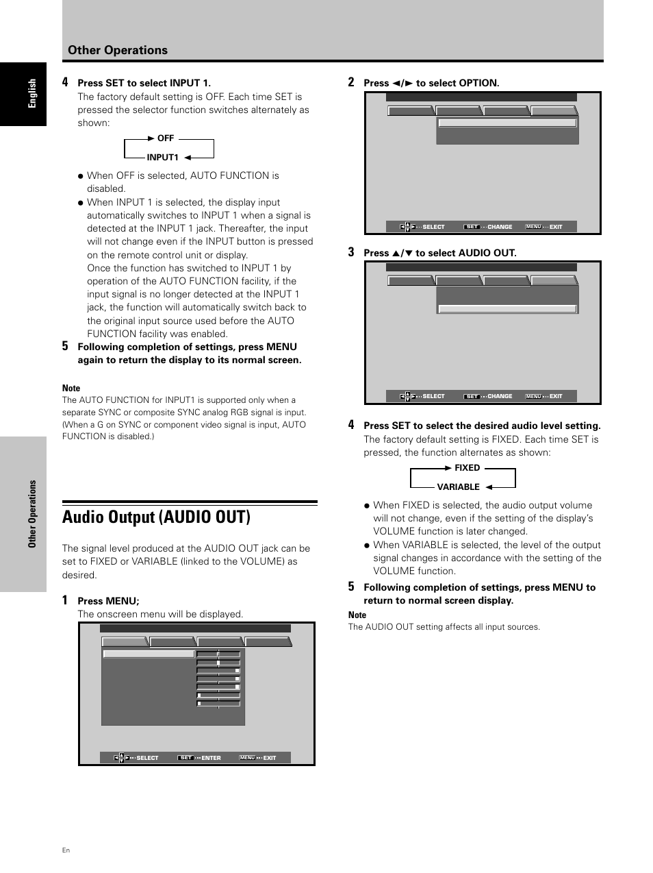 Audio output (audio out), Other operations | Hitachi CMP5000WXU User Manual | Page 34 / 40