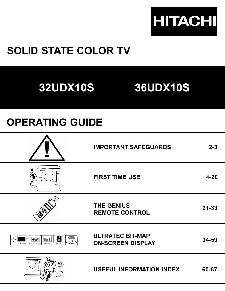 Hitachi UltraVision 32UDX10S User Manual | 68 pages