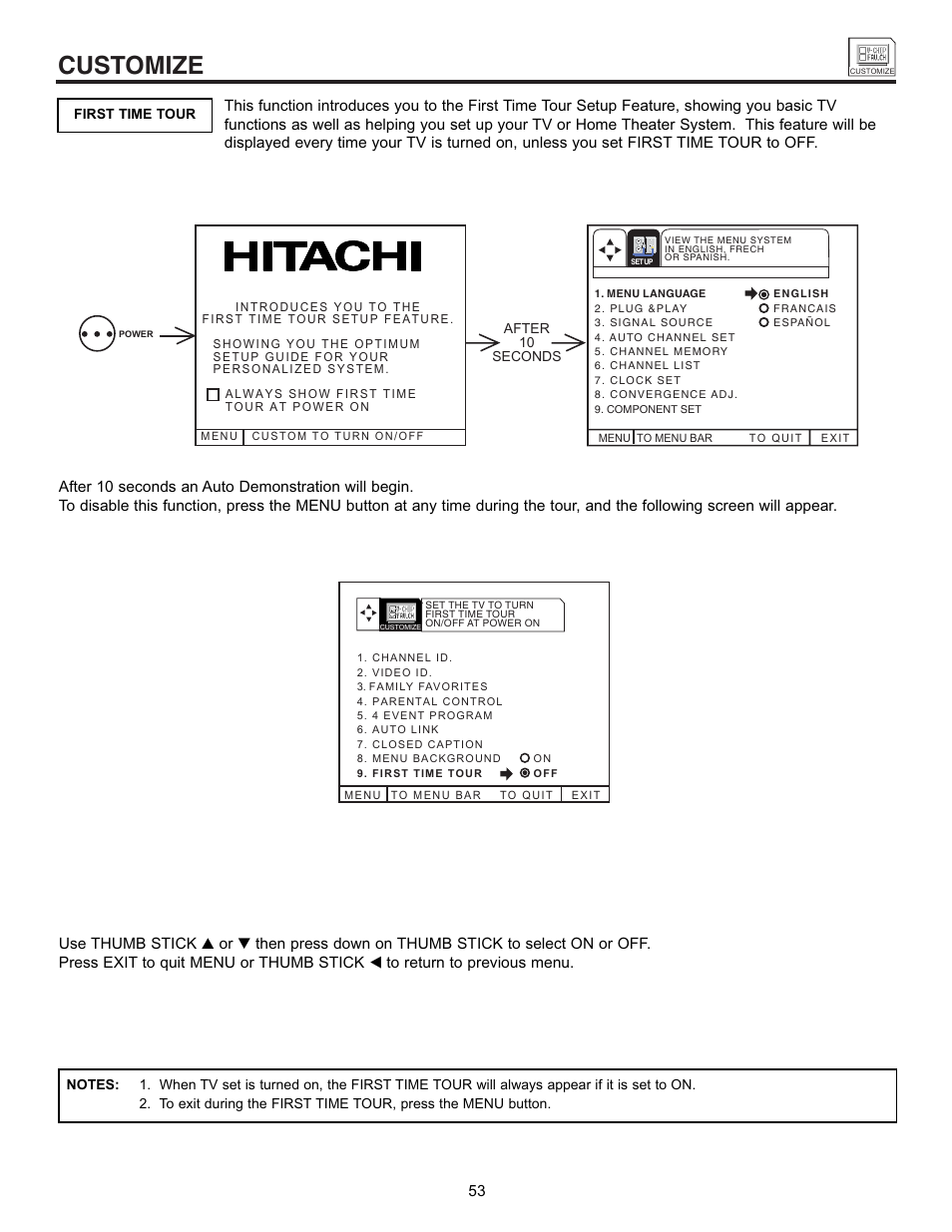 Customize | Hitachi UltraVision 32UDX10S User Manual | Page 53 / 68