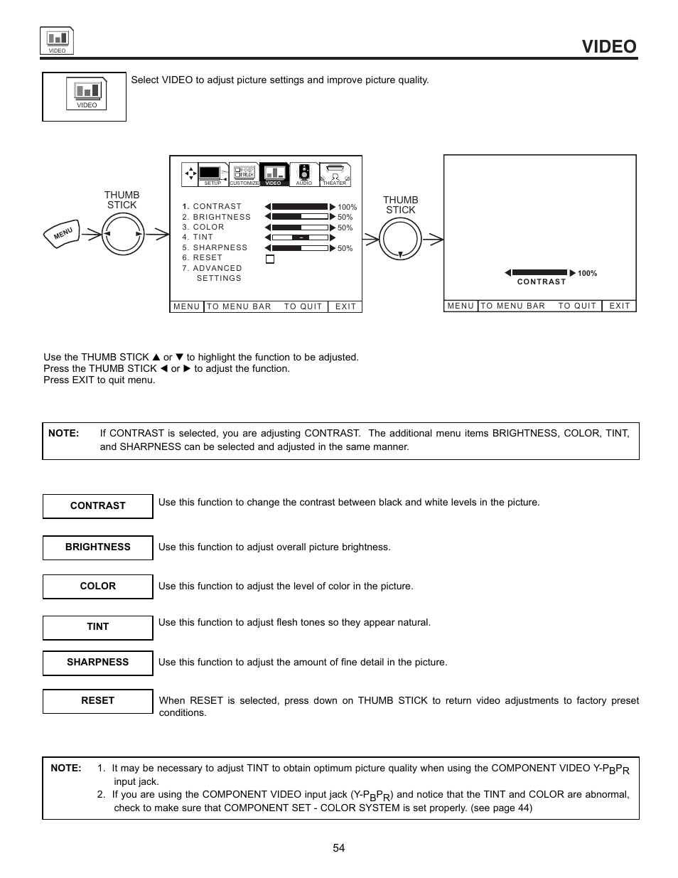 Video | Hitachi UltraVision 32UDX10S User Manual | Page 54 / 68