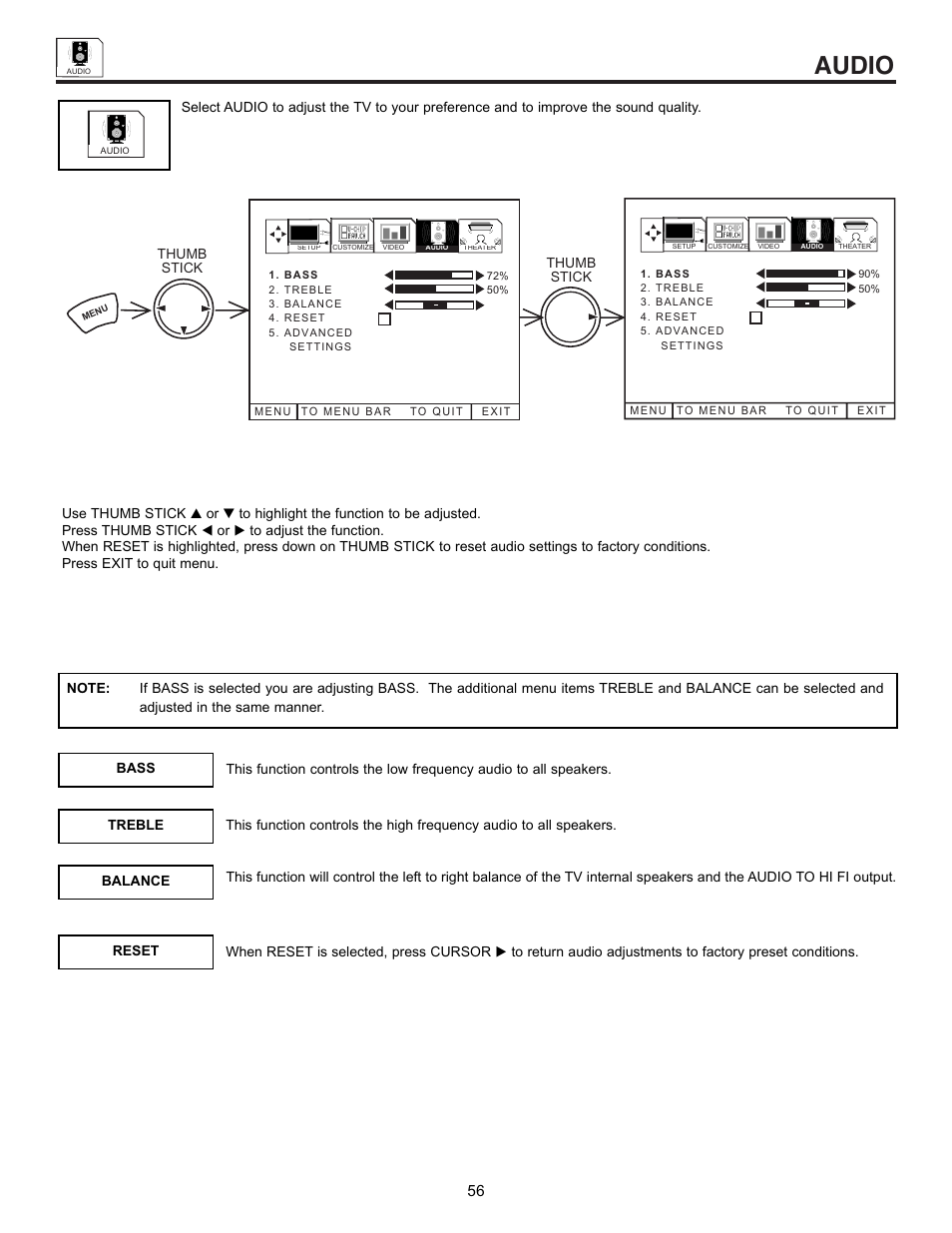 Audio | Hitachi UltraVision 32UDX10S User Manual | Page 56 / 68