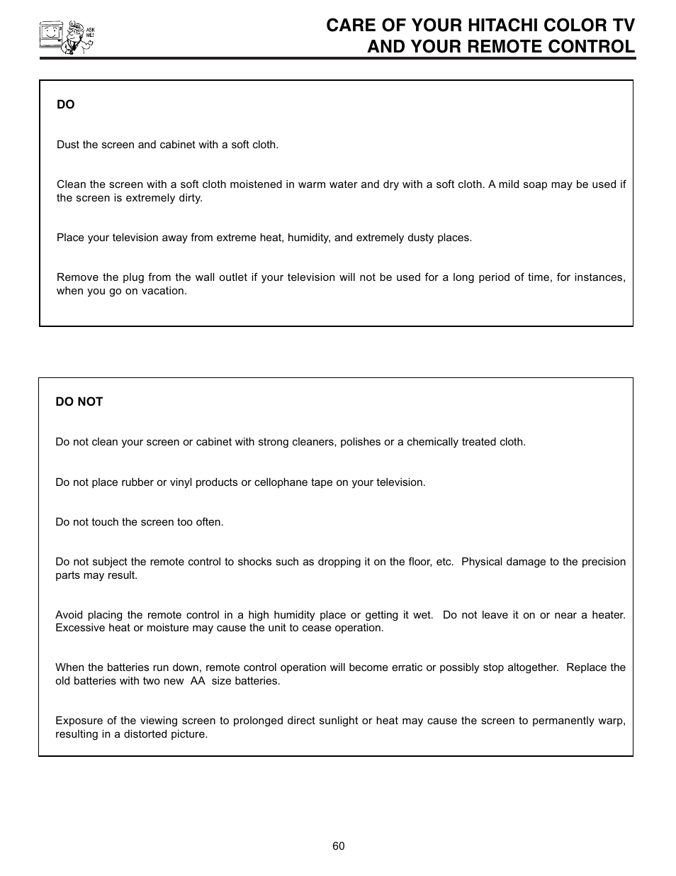Hitachi UltraVision 32UDX10S User Manual | Page 60 / 68