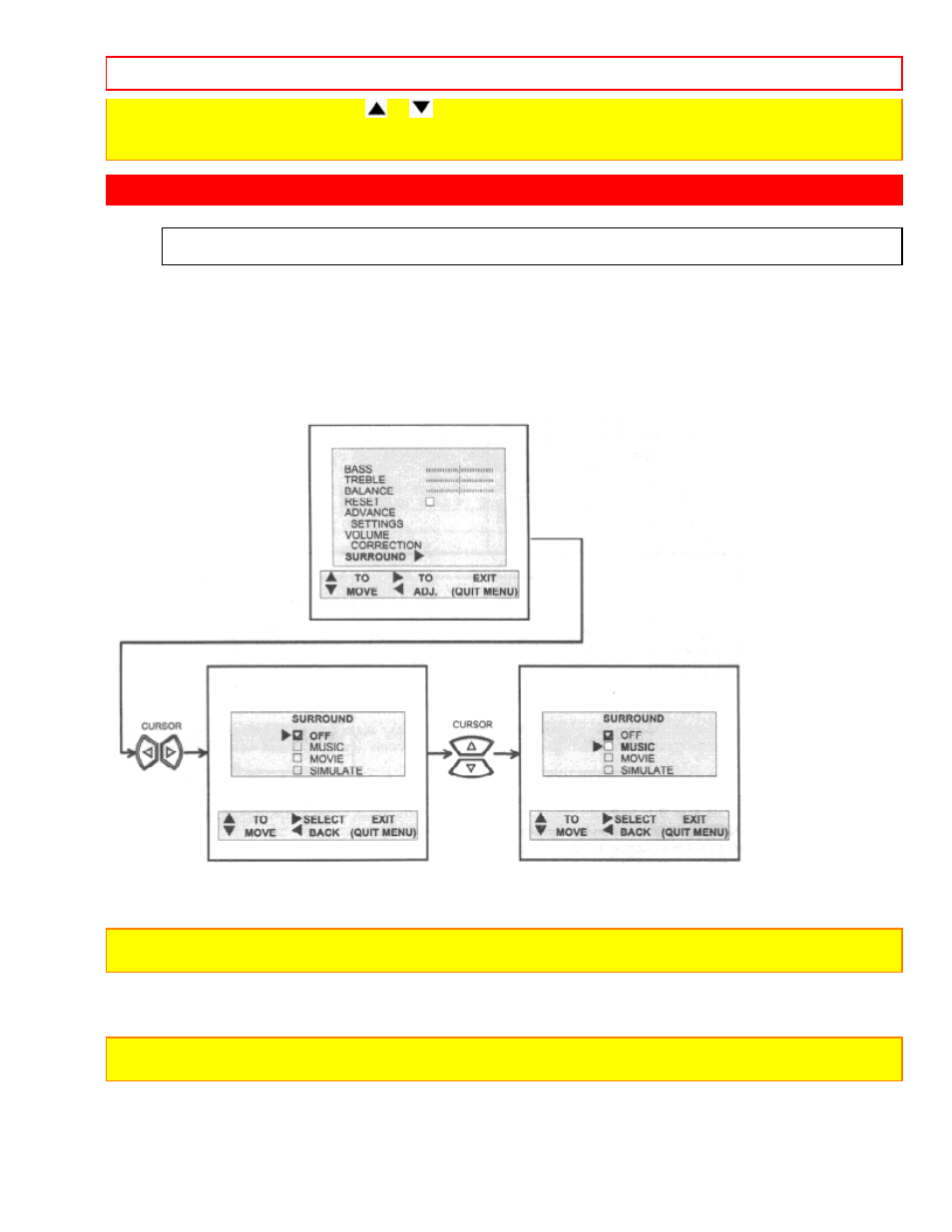 Audio for model 32cx32b, Surround | Hitachi 27CX21B User Manual | Page 32 / 36