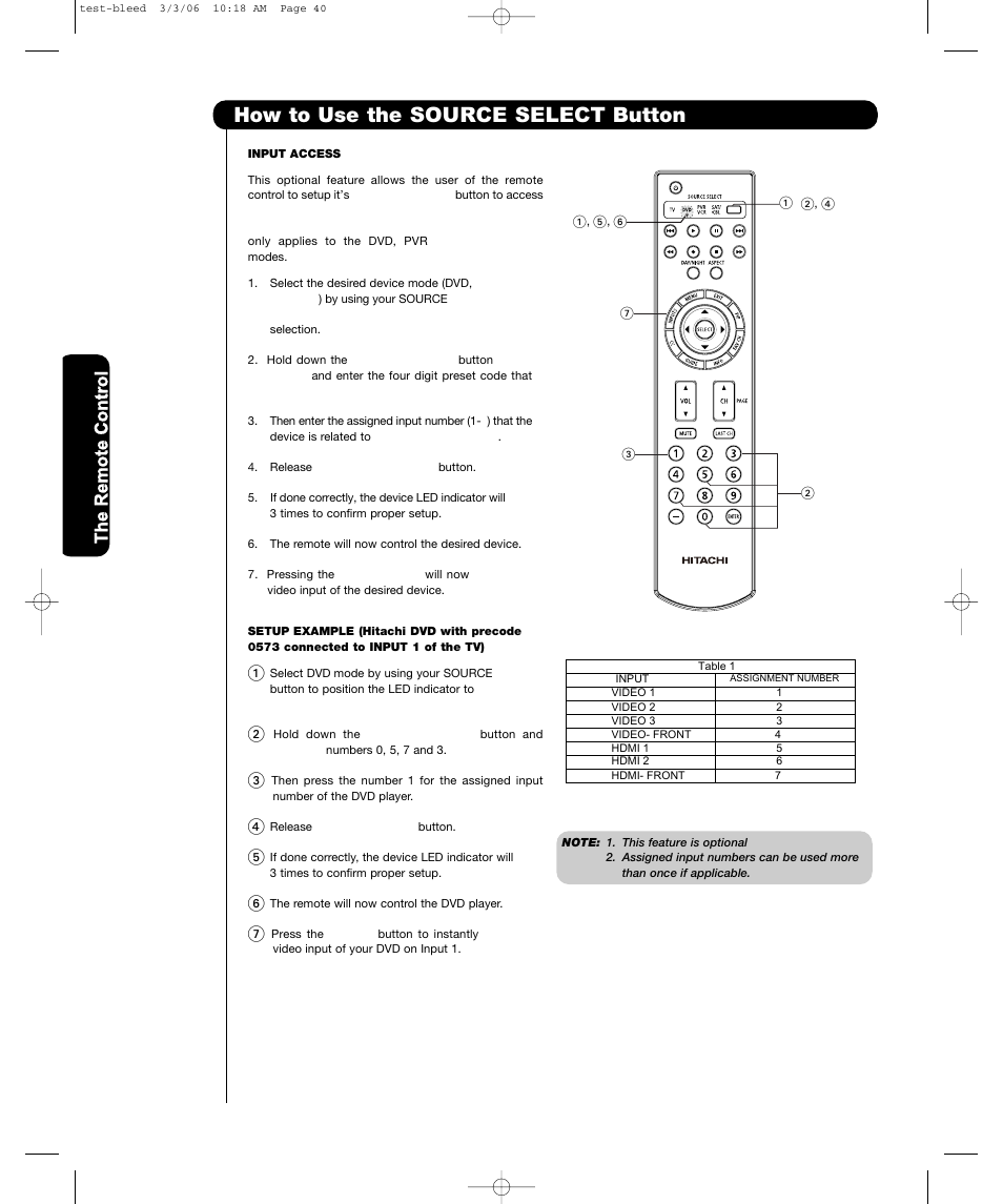 How to use the source select button | Hitachi P50T501 User Manual | Page 37 / 159