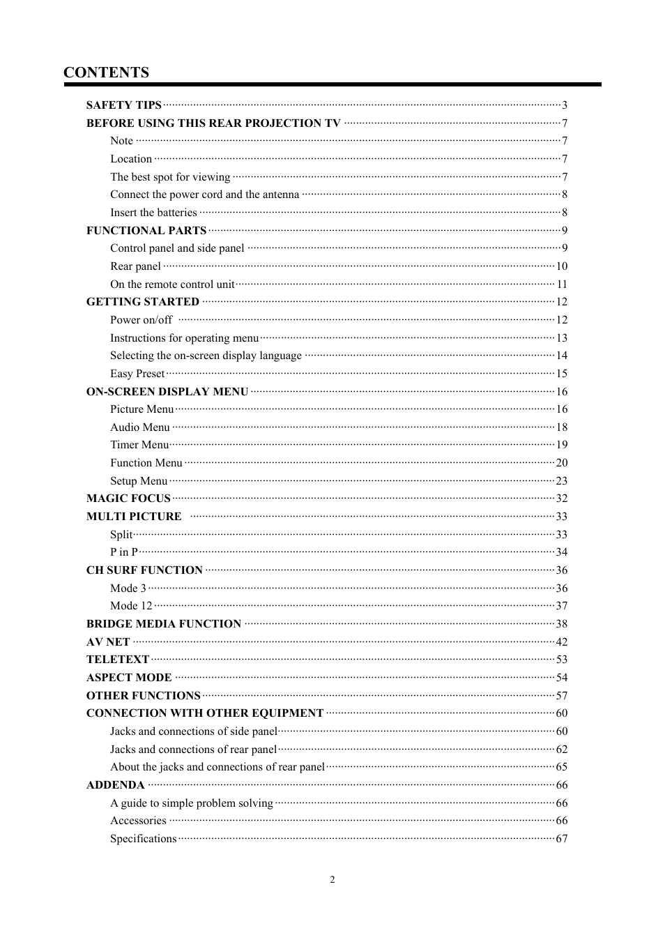 Hitachi C47-WD8000 User Manual | Page 2 / 68