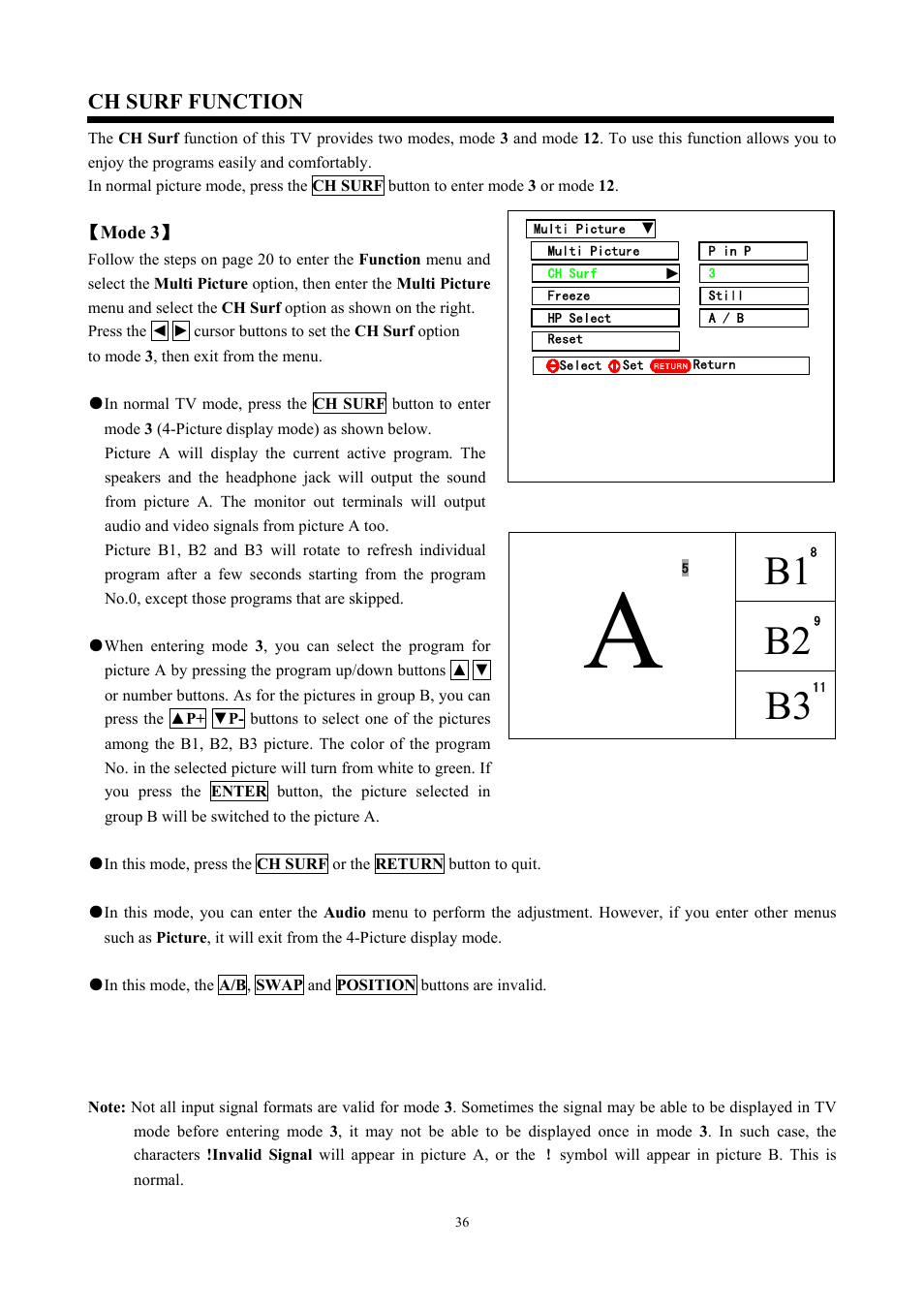 B2 b3, Ch surf function | Hitachi C47-WD8000 User Manual | Page 36 / 68