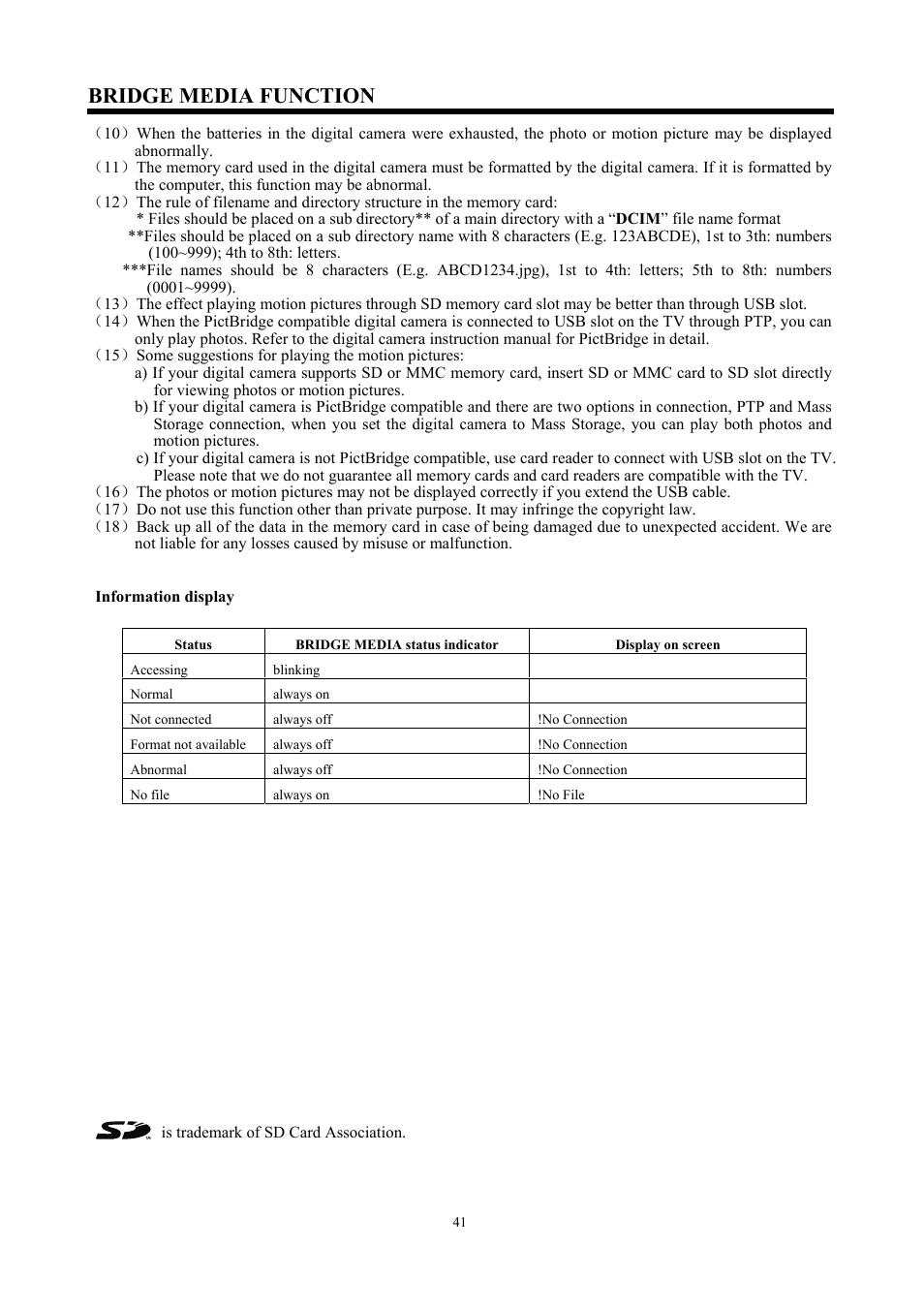 Bridge media function | Hitachi C47-WD8000 User Manual | Page 41 / 68