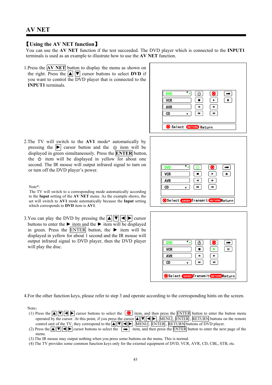 Av net, Ǐ using the av net function ǐ | Hitachi C47-WD8000 User Manual | Page 45 / 68