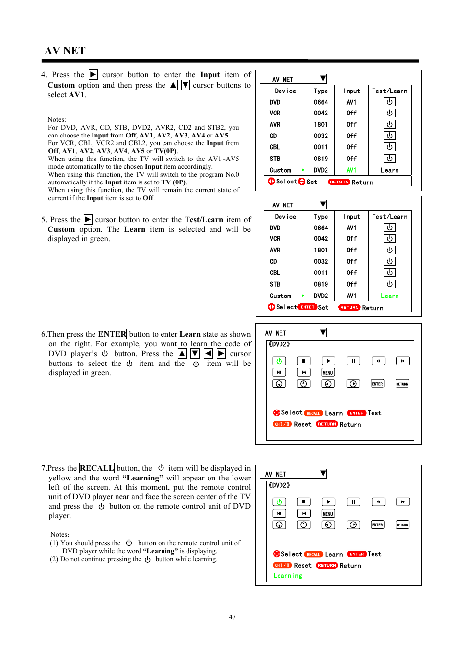 Av net | Hitachi C47-WD8000 User Manual | Page 47 / 68