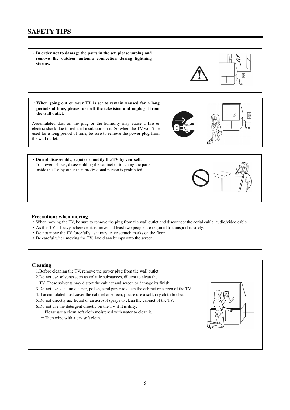 Safety tips | Hitachi C47-WD8000 User Manual | Page 5 / 68