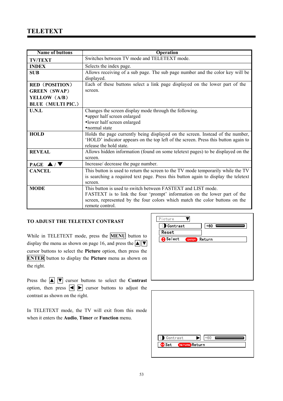 Teletext | Hitachi C47-WD8000 User Manual | Page 53 / 68